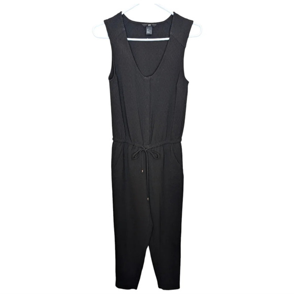 H&M Black Sleeveless V Neck Button Down Pant Romper Jumpsuit Women Canada Size 2 - Picture 1 of 13